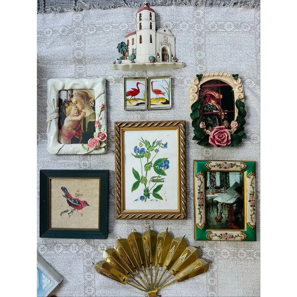 Vintage lot gallery accent wall art pictures set ornate gold framed portraits 10